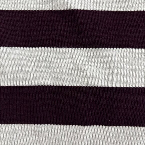 Ann Taylor Weekend - Striped Short-Sleeve Knit Top - Burgundy/Cream  - Size XS - Picture 7 of 10